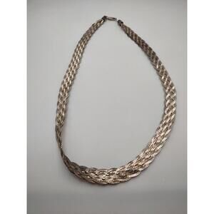 Sterling Silver Braided Necklace 925 23 Inch Statement